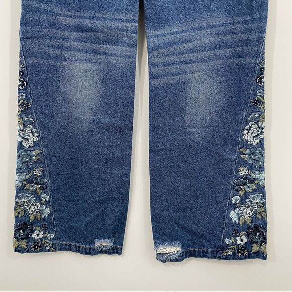 NWT Driftwood Cameron Chloe Bluebell Jeans Size 27 Wide Leg‎ Embroidered Denim - Picture 8 of 9